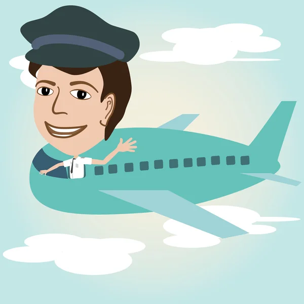 Pilot on an airplane — Stock Vector