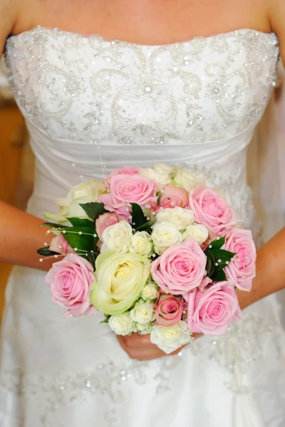 Bride dress and flower detail — Stock Photo, Image