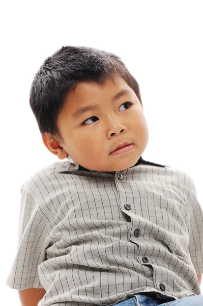 Азиатский мальчик размышляет — стоковое фото