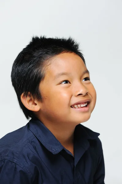 Boy Looks Up Smiling — Stock Photo, Image