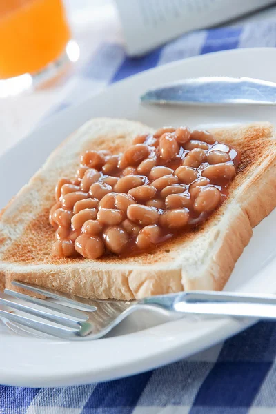 Snídaně, pečené fazole — Stock fotografie