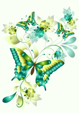 Elegant vector design with butterflies clipart