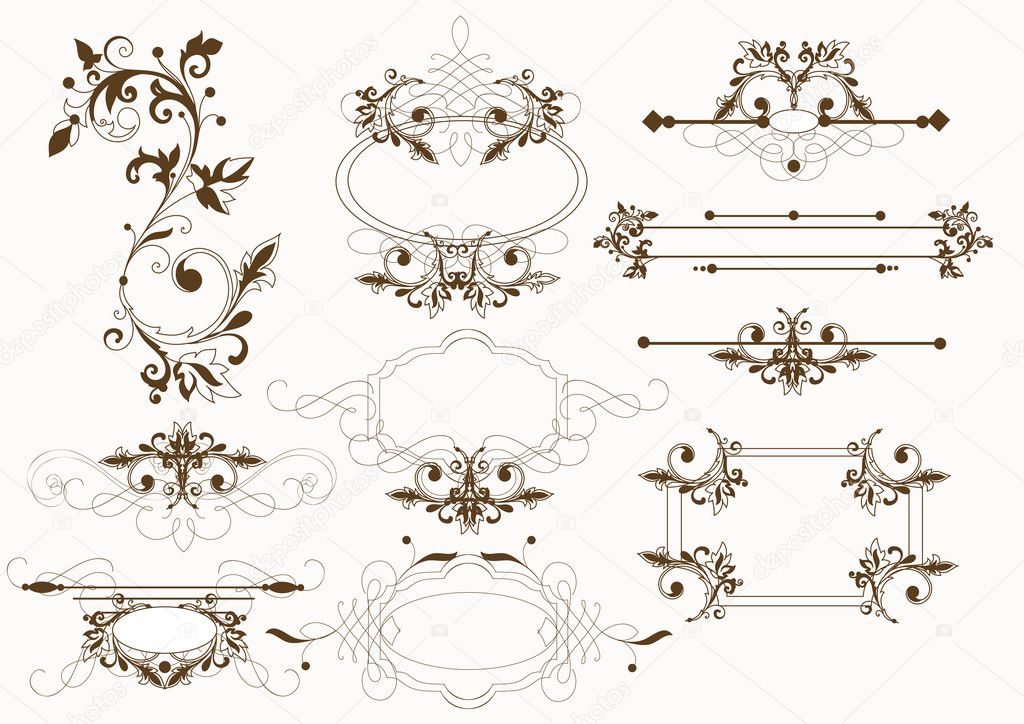 Calligraphic vintage vector elements
