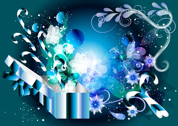 Blauwe kerst decoratieve achtergrond — Stockvector