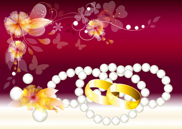 Schöne Vektor Hochzeitskarte mit Ringen — Stockvektor