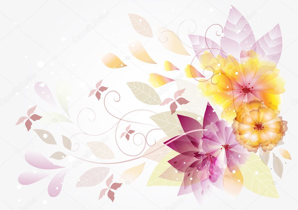 Abstract vector floral background with space