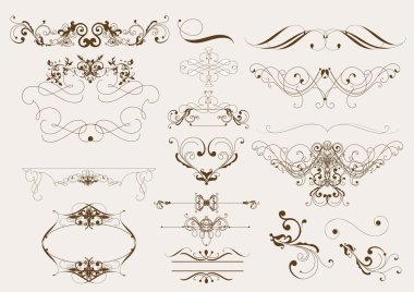 Calligraphic design elements and page decoration clipart