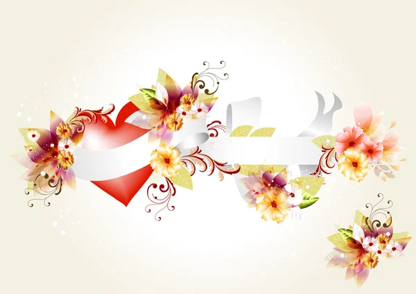 Gyönyörű vektor virág szív banner: — Stock Vector