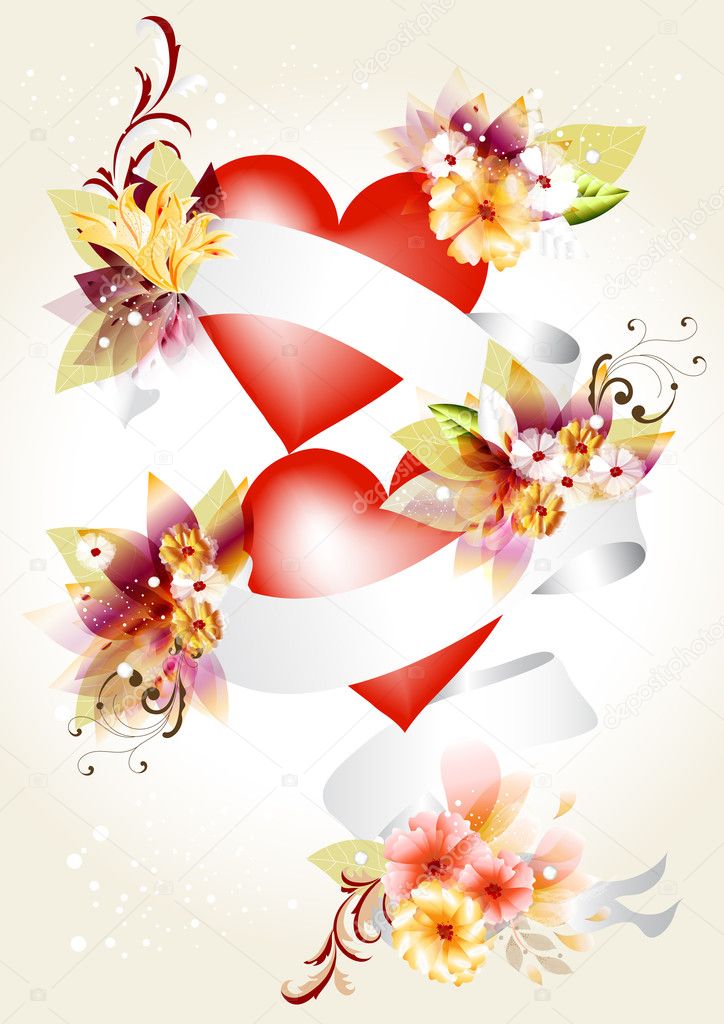 Elegant illustration with hearts and place for text
