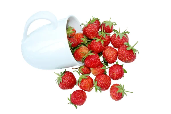 Een kopje aardbeien op witte geïsoleerd — Stockfoto