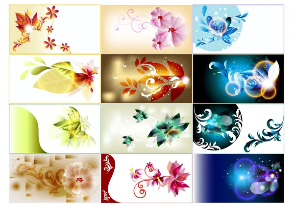 Cartões Bussines definidos em estilo floral — Vetor de Stock