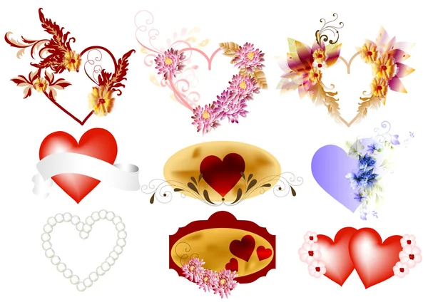 Векторный набор валентинных сердец — стоковый вектор
