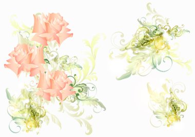 Beautiful vector soft background with roses clipart