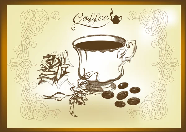 Handgezeichnetes Vektorstillleben mit Kaffee — Stockvektor