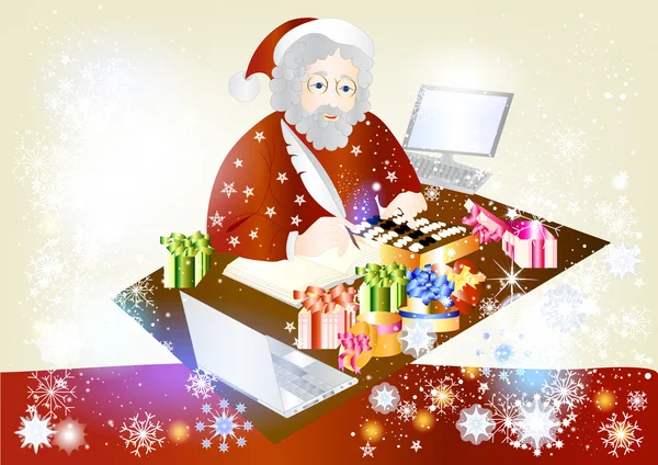 Noël Père Noël avec des cadeaux — Image vectorielle
