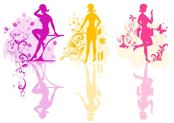 Girls vector color silhouette — Stock Vector