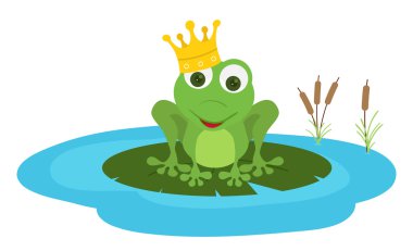 Frog tale king or price in pond clipart