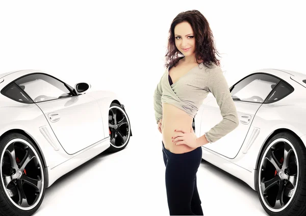 섹시 한 여자와 자동차 — 스톡 사진
