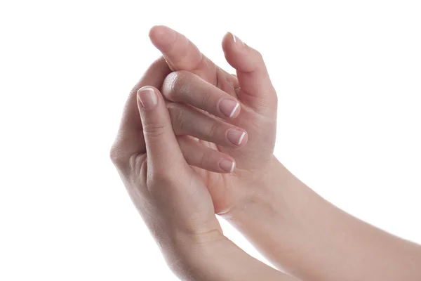 Hand crème toe te passen — Stockfoto