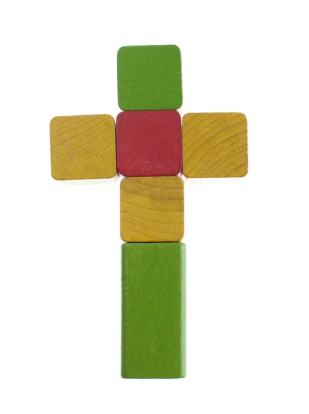 クロス コンセプト木製キューブ — ストック写真