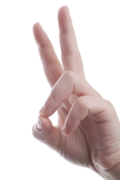 Hand zeigt Friedenszeichen — Stockfoto