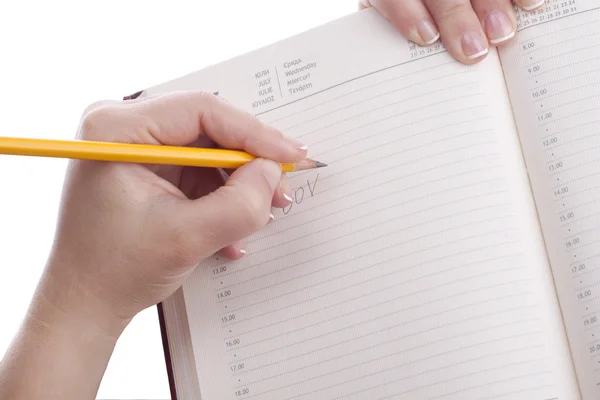 Write in a notebook — Stock Photo, Image