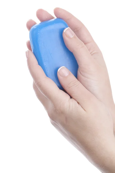 Hands holding soap — Stock Photo, Image