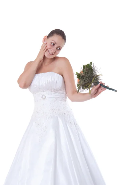 Braut mit Strauß — Stockfoto