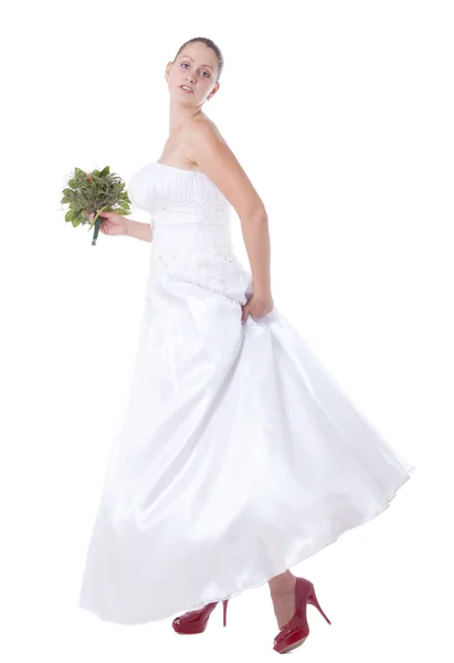 Bride with red shoes Stock Photo