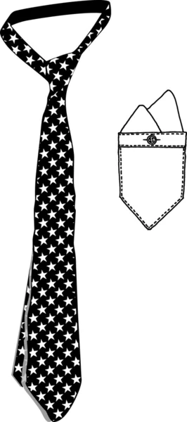 Necktie Standard Stars and Pocket Cloth — Stock Vector
