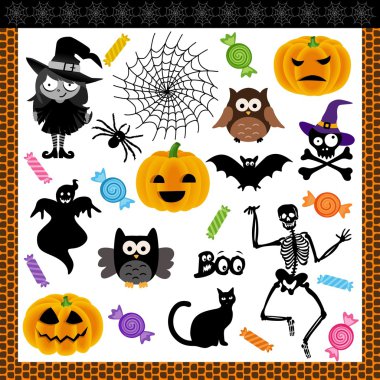 Halloween night trick or treat digital collage clipart