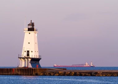 Ludington Light and Ship clipart