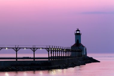 Michigan City Light at Twilight clipart