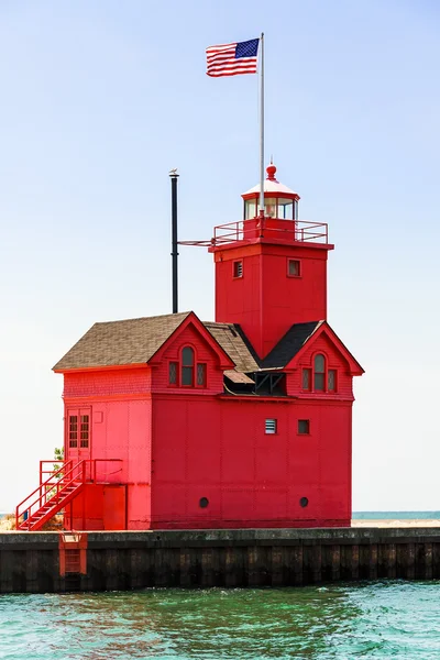 Holandii duża czerwona latarnia morska — Zdjęcie stockowe