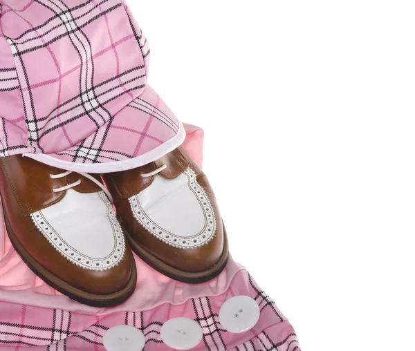Ladies golf shoes and plaid clothing — Stock Photo, Image