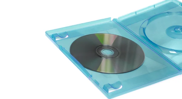 空白 dvd 光盘游戏清晰蓝色框中 — 图库照片