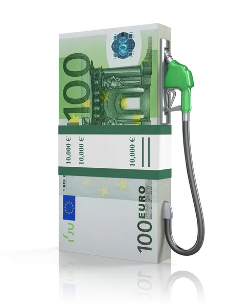 Euro stack with gas nozzle — Stock Photo, Image