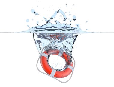 Lifebuoy in water splash clipart