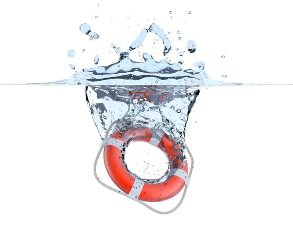 Lifebuoy in water splash — Stock Photo, Image