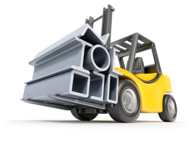 Forklift with metal profile clipart