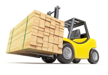 Forklift with stacked lumber clipart