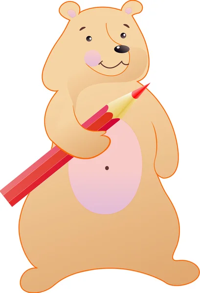 L'ours est avec un crayon — Image vectorielle