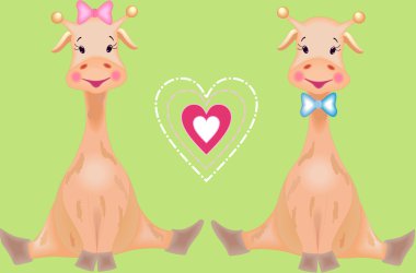 The giraffes in love clipart