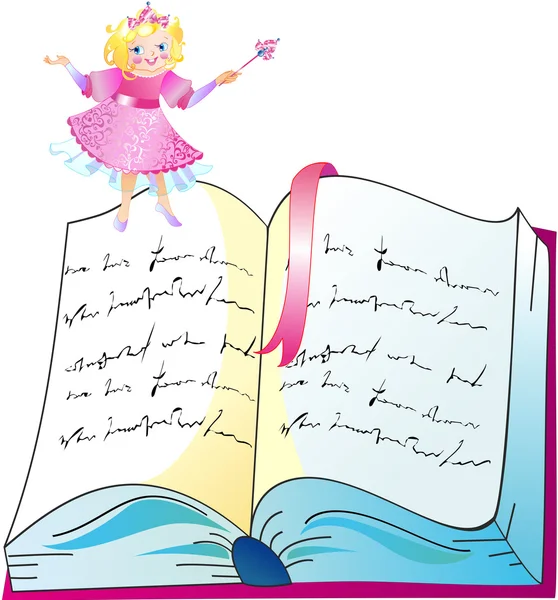 De prinses met boek — Stockvector