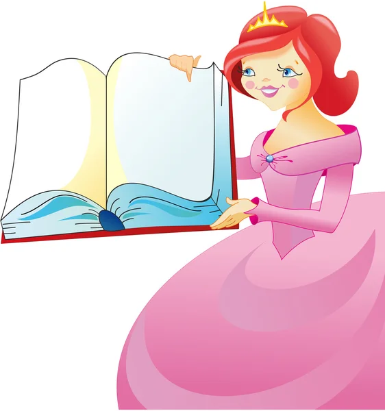 Princezna s knihou — Stockový vektor