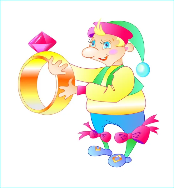 Yüzüğü ile gnome — Stok Vektör
