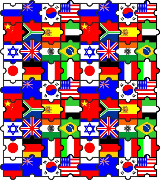 The puzzles is flags — Stock Vector