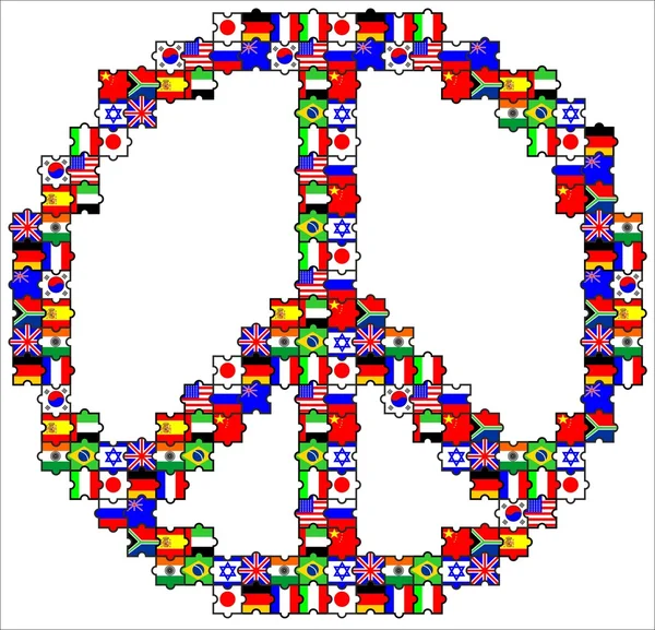 Het symbool van vrede in puzzels — Stockvector