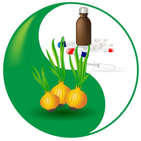 Cipolle verdi - la migliore medicina — Vettoriale Stock
