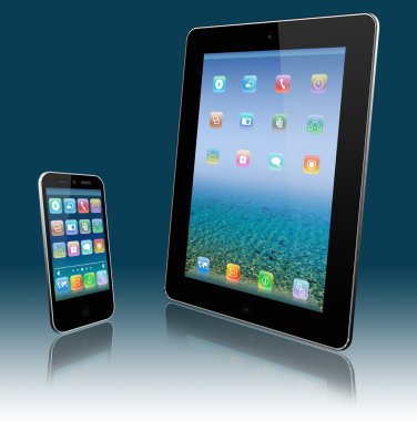 Tablet pc and mobile phone clipart